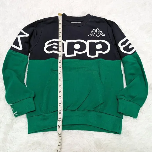 Kappa Unisex Crew Neck Green Pullover Loopknit with logo Sweatshirt for 7Yr NWOT - Picture 3 of 7